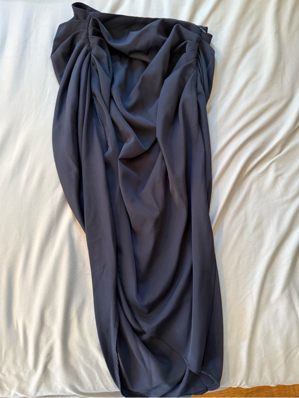 Draped Navy Blue Maxi Skirt